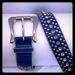 Guess blue leather studded belt